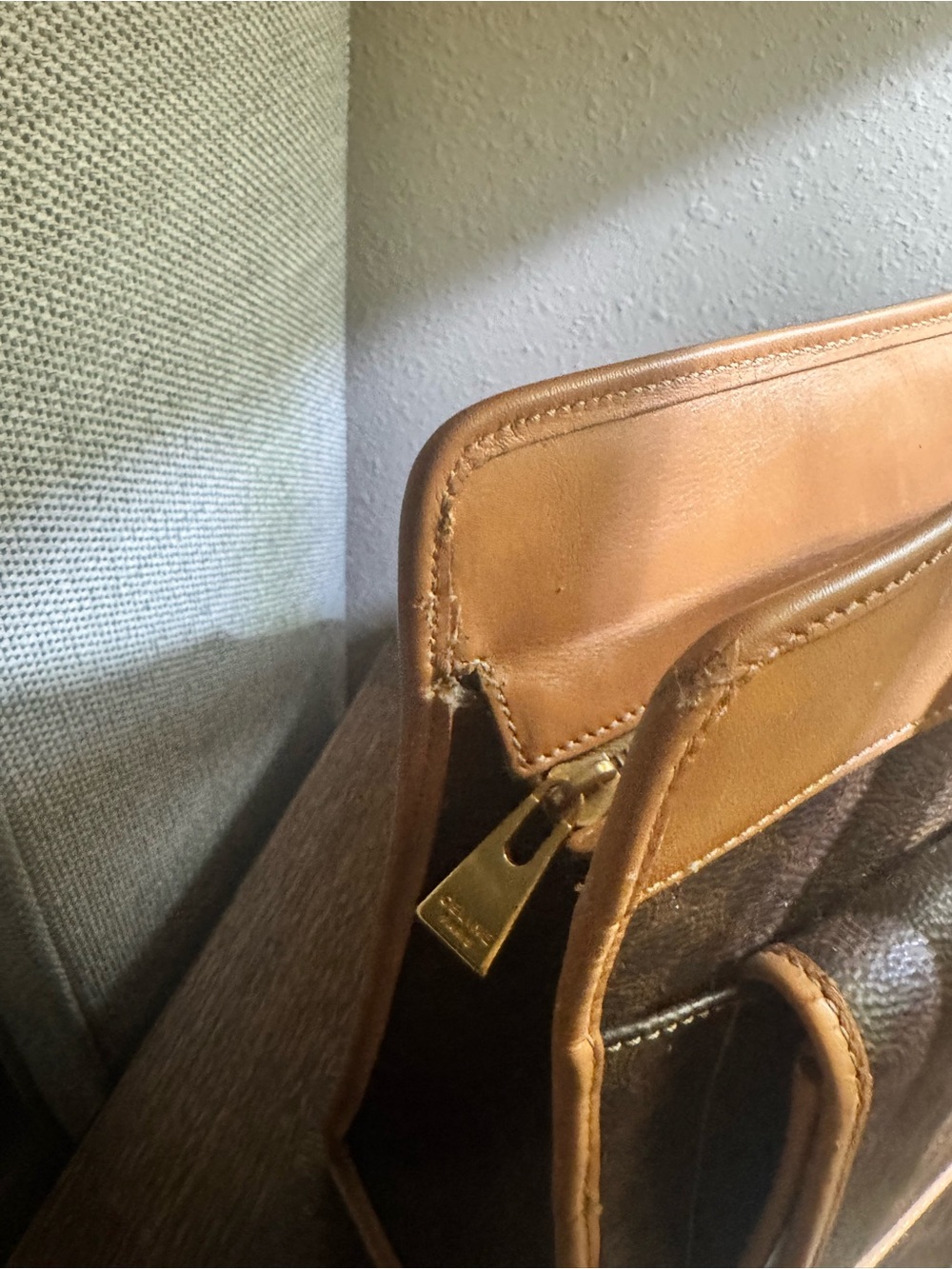 Authentic Celine Classic Brown Tan Leather-Trim tote - Picture 15 of 16
